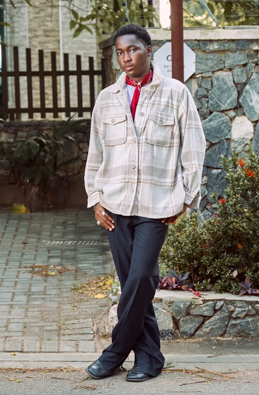 "Red bandana, calm face, heavy drip.
 Vintage is not old, vintage is gold."